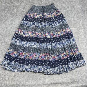 Her Style Skirt Womens Fit For All Blue Floral Boho Maxi India Rayon Drawstring